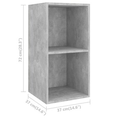 vidaXL Wall-mounted TV Cabinet Concrete Gray 14.6"x14.6"x28.3" Engineered Wood