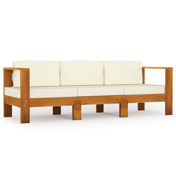 vidaXL Wooden Garden Sofa Cream White
