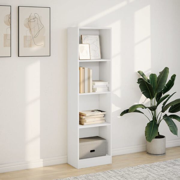 vidaXL Bookcase White Engineered wood Tall Bookcase Rectangular