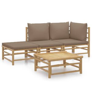 vidaXL Garden Lounge Set Taupe Bamboo Medium Modular Garden Lounge Set