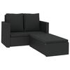 vidaXL Garden Sofa Set Black PE rattan, powder-coated steel, polyester