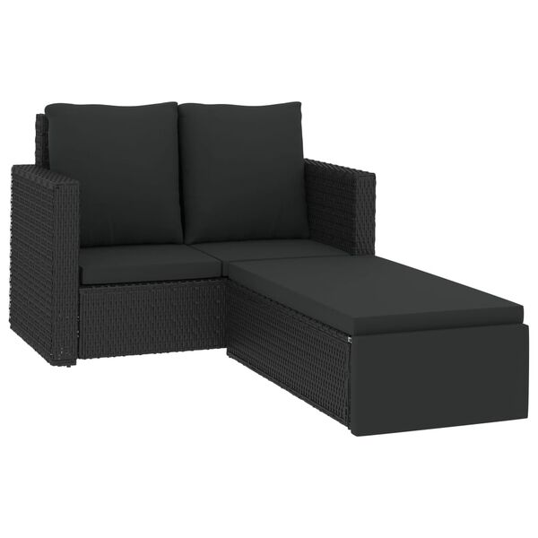 vidaXL Garden Sofa Set Black PE rattan, powder-coated steel, polyester