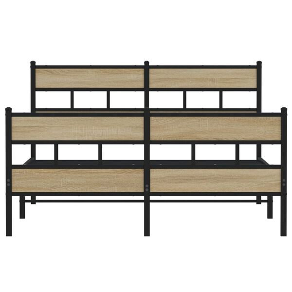 vidaXL Bed Frame Sonoma oak Steel, engineered wood Double Bed Frame