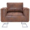 vidaXL Armchairs Brown Faux suede leather, wooden frame, chrome feet