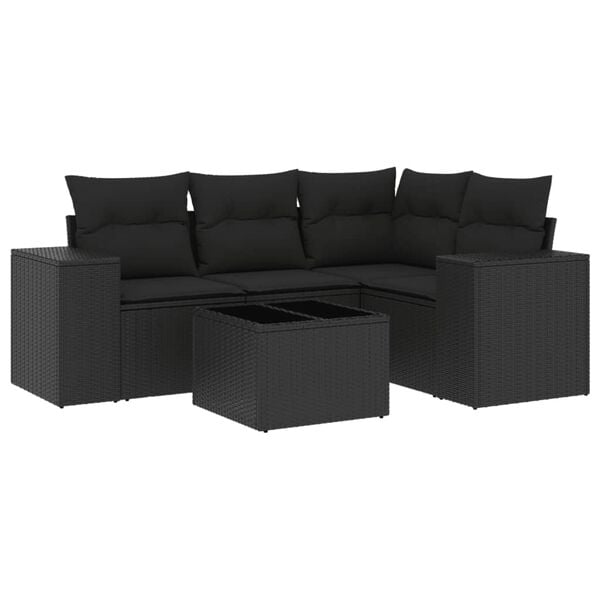 vidaXL Garden Sofa Set Black PE Rattan Large Modular Garden Sofa Set