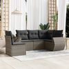 vidaXL Garden Sofa Set Grey, Dark grey cushions PE Rattan Large