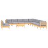 vidaXL Garden Lounge Set Grey Solid pinewood, 100% polyester fabric