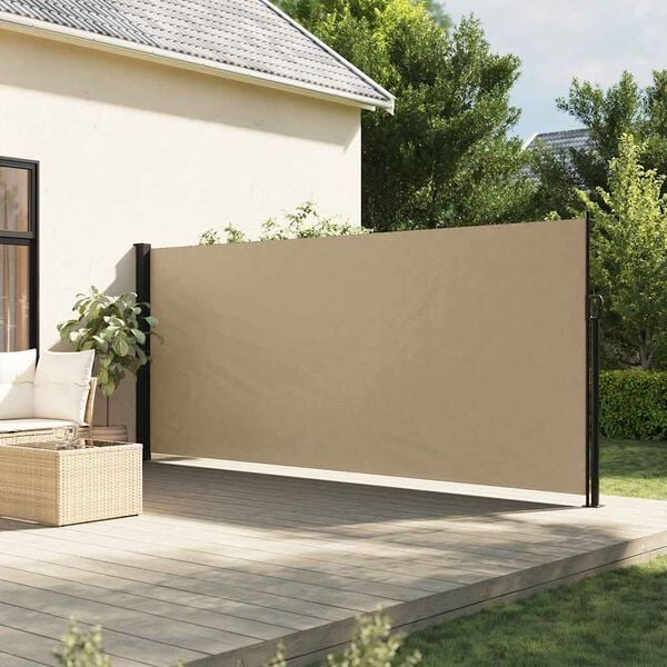 vidaXL Retractable Side Awning Beige Polyester with PU coating