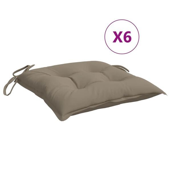 vidaXL Chair Cushion Set of 6 Taupe Oxford fabric 15.7x15.7 in