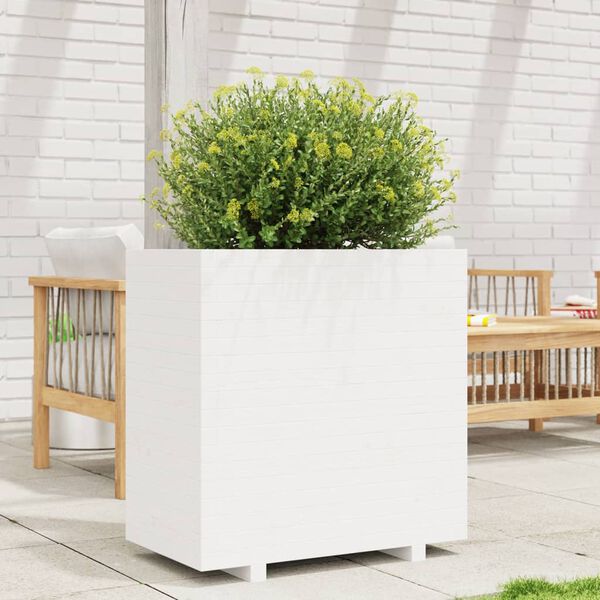 vidaXL Garden Planter White Solid pine wood Medium Planters