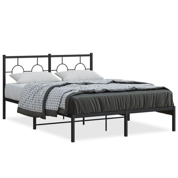 vidaXL Bed Frame Black Steel Double Bed Frame Rectangular Industrial