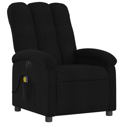 Close-up of black upholstered recliner chair