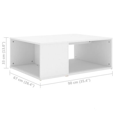 vidaXL Coffee Table White 35.4"x26.4"x13" Engineered Wood