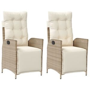 vidaXL Reclining Garden Chair Set of 2 Beige