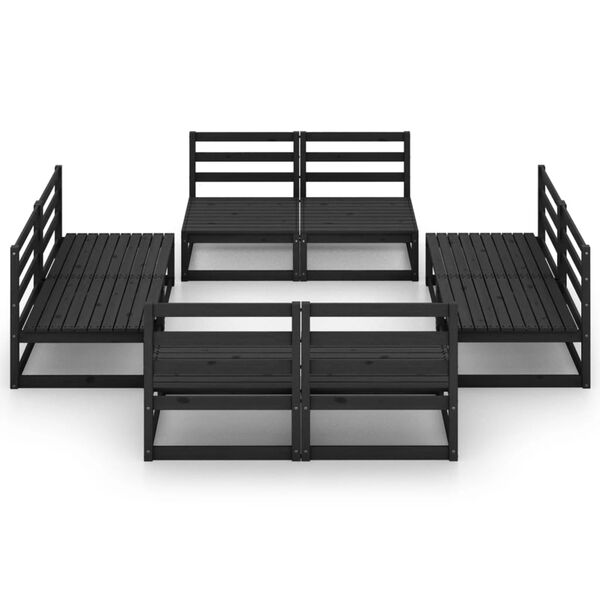 vidaXL Garden Lounge Set Black Solid Pine Wood Medium Modular
