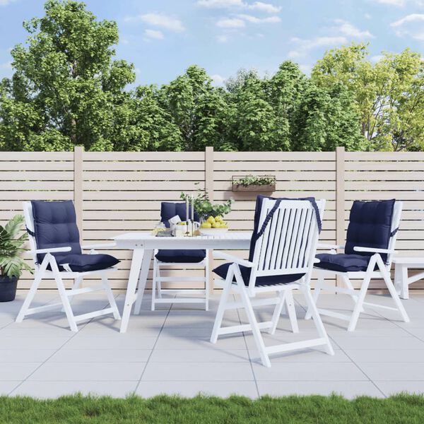 vidaXL Lowback Chair Cushion Set of 4 Navy blue