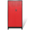 vidaXL Tool Cabinet with 2 Doors Steel 35.4"x15.7"x70.9" Black and Red