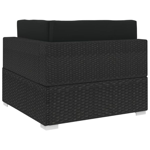 vidaXL Corner Seat Black PE rattan, powder-coated steel, polyester Small