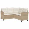 vidaXL Garden Sofa Beige PE rattan, powder-coated steel, tempered glass
