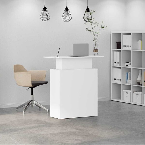 vidaXL Reception Desk White Engineered Wood Medium Reception Desk