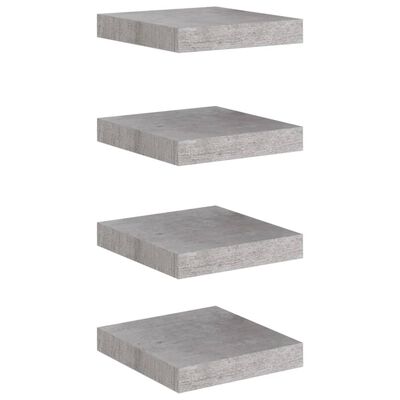 vidaXL Floating Wall Shelves 4 pcs Concrete Gray 9.1"x9.3"x1.5" MDF