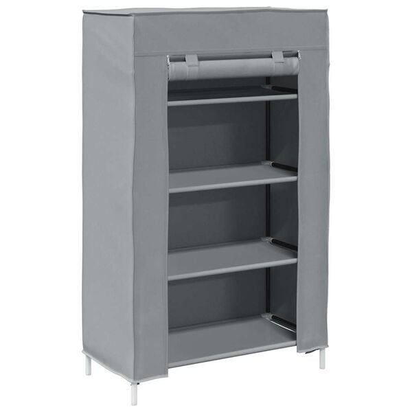 vidaXL Shoe Cabinet Grey Non-woven fabric, powder-coated steel, plastic
