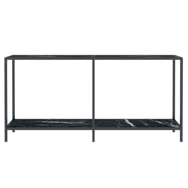 vidaXL Console Table Black Tempered Glass 63 x 13.8 x 29.7 in