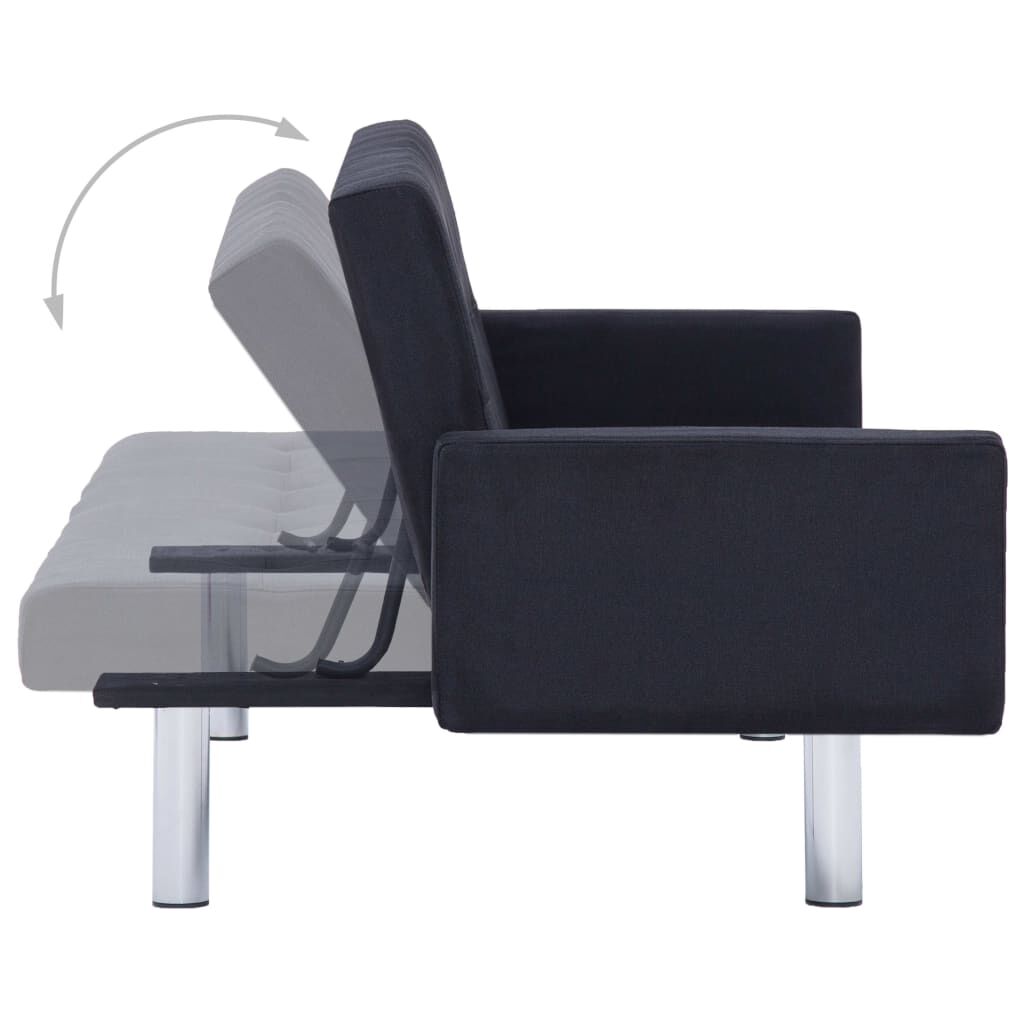 Details about   vidaXL Sofa Bed with Armrest Black Fabric 