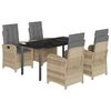 vidaXL 5 Piece Patio Dining Set with Cushions Mix Beige Poly Rattan