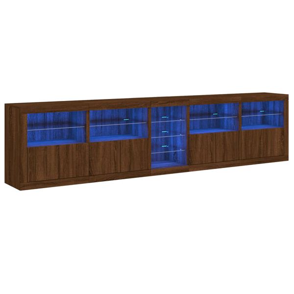 vidaXL Sideboard Brown oak Engineered wood, glass Large Sideboard
