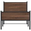 vidaXL Bed Frame Brown Oak Steel, Engineered Wood Small Single Bed Frame