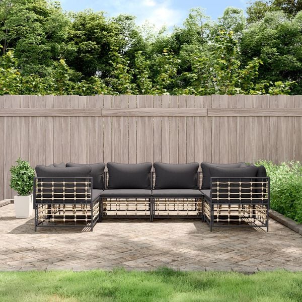 vidaXL Garden Lounge Set Anthracite Poly rattan Large Modular