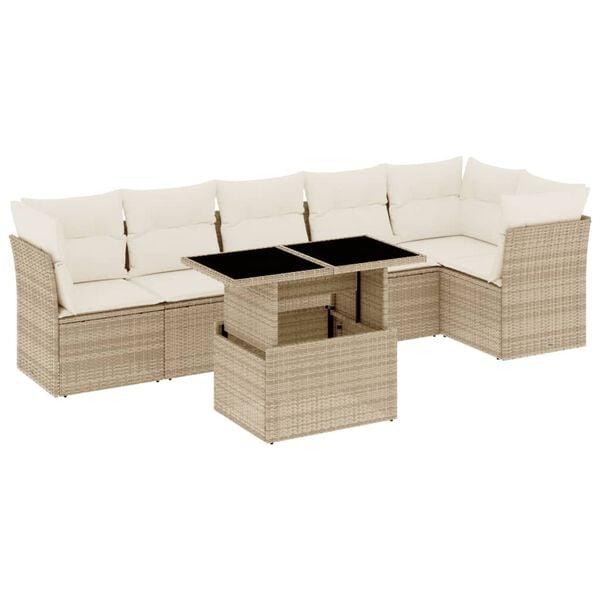 vidaXL Garden Sofa Set Beige Poly Rattan Medium Modular