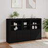 vidaXL Sideboard Black Engineered wood, Glass Large Sideboard