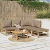 vidaXL Garden Lounge Set Taupe Bamboo, Polyester 7 Piece Set Modular