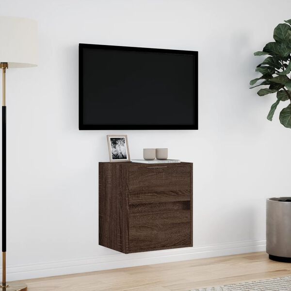vidaXL TV Wall Cabinet Brown Oak Engineered Wood Compact TV Wall Cabinet