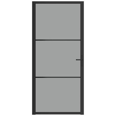vidaXL Interior Door 36.6"x79.3" Black ESG Glass and Aluminum