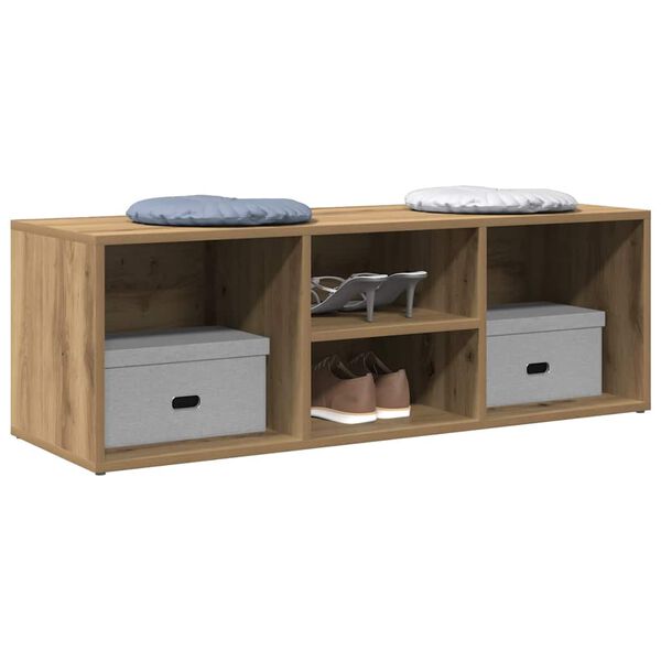 vidaXL Artisan Oak Shoe Storage Bench Engineered Wood 41.3 x 13.8 x 13.8 in
