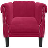 vidaXL Sofa Chair Wine Red Velvet (100% polyester), plywood, solid wood
