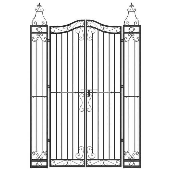 vidaXL Garden Gate Black 47.6"x3.1"x70.9" Wrought Iron