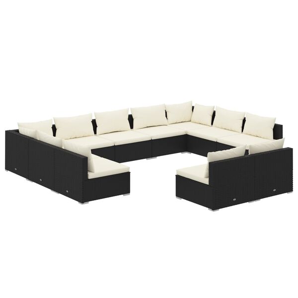 vidaXL Garden Lounge Set Black, Cream