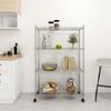 vidaXL 4-Tier Storage Shelf with Wheels 35.4x13.8x55.9" Chrome 440.9 lb