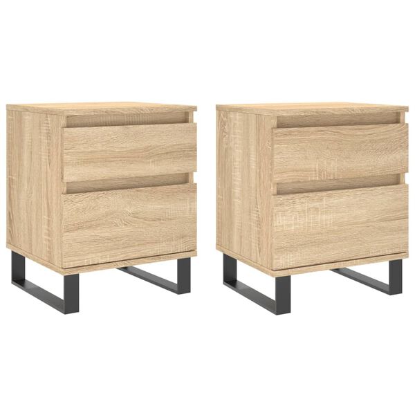 vidaXL Bedside Cabinet Set of 2 Sonoma Oak Engineered wood, metal Medium