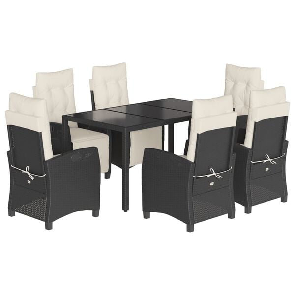 vidaXL Garden Dining Set Black and Cream White