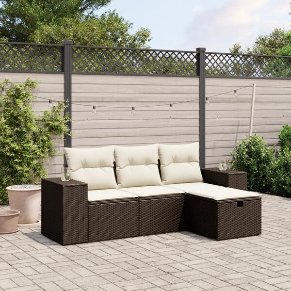 vidaXL Garden Sofa Set Brown Poly Rattan, Steel Large Modular