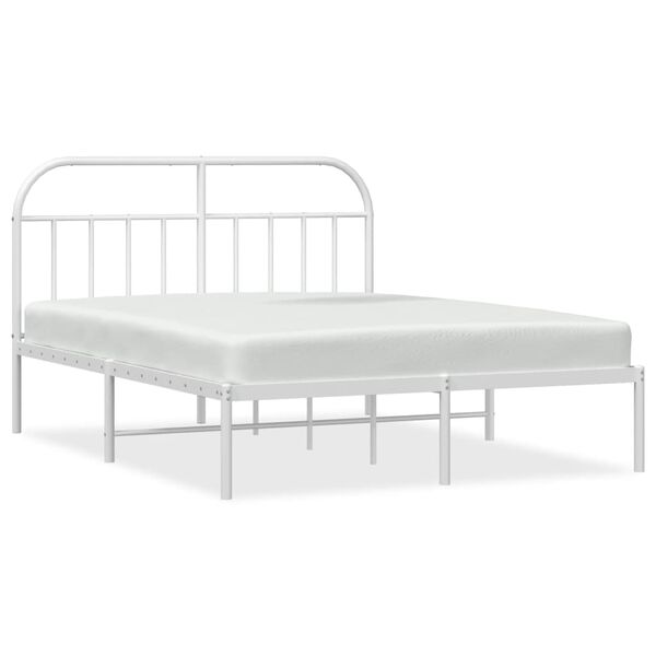 vidaXL Bed Frame White Powder-Coated Steel Super King Bed Frame