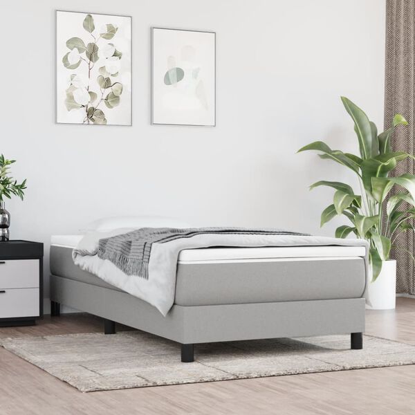 vidaXL Box Spring Bed Frame Light Gray Twin Fabric (US Only)
