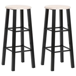 vidaXL Bar Stool Set of 2 Black and wood Steel frame, MDF seat Standard