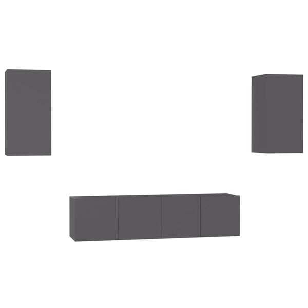 vidaXL TV Cabinet Grey Engineered wood Medium TV Cabinet Rectangular