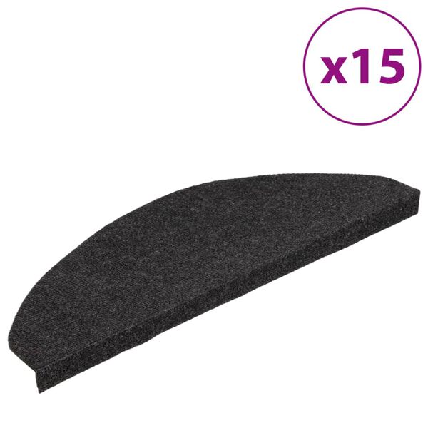 vidaXL Stair Mat Pack of 15 Black